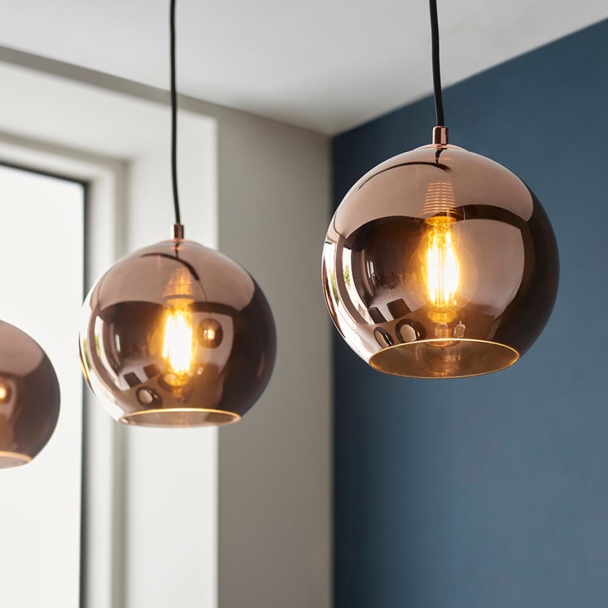 Endon 102929 - Hanglamp aan een koord BOLI 3xE27/10W/230V zwart/gerookt bruin