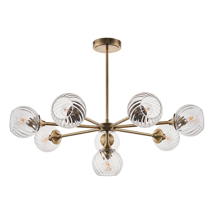Endon 103172 - Hanglamp met vaste pendel ALLEGRA 8xE14/7W/230V messing/doorzichtig