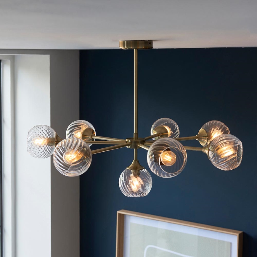 Endon 103172 - Hanglamp met vaste pendel ALLEGRA 8xE14/7W/230V messing/doorzichtig