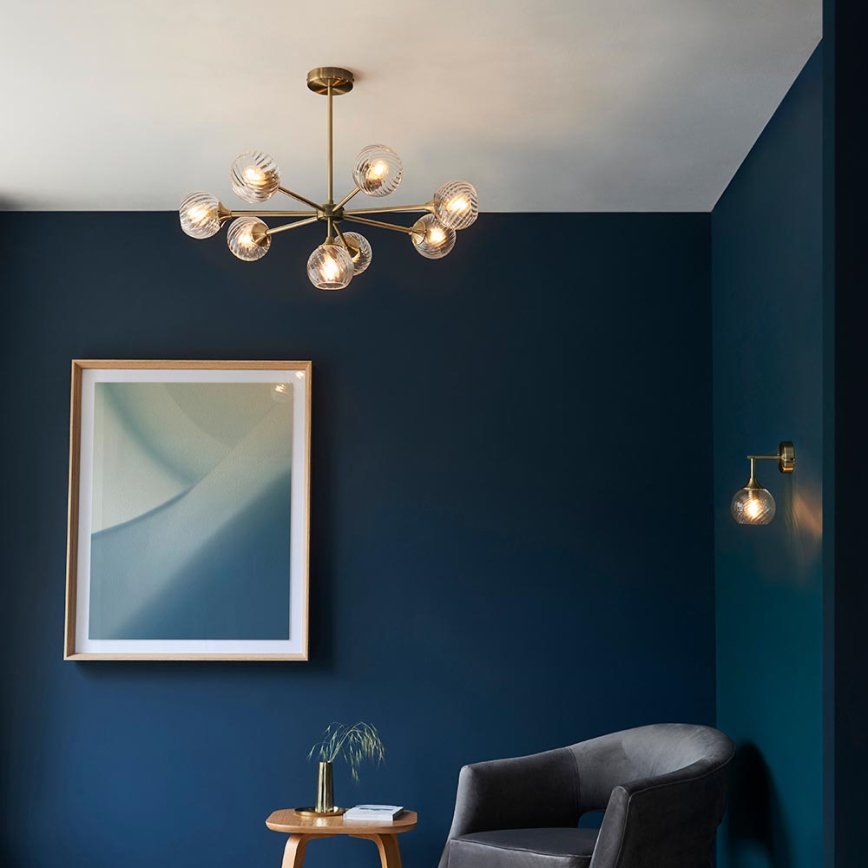 Endon 103172 - Hanglamp met vaste pendel ALLEGRA 8xE14/7W/230V messing/doorzichtig