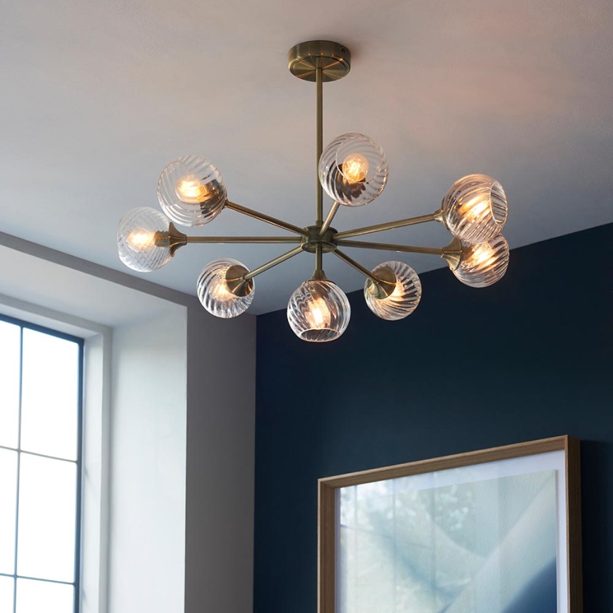 Endon 103172 - Hanglamp met vaste pendel ALLEGRA 8xE14/7W/230V messing/doorzichtig