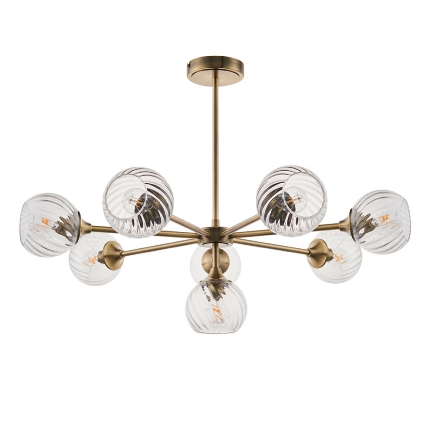 Endon 103172 - Hanglamp met vaste pendel ALLEGRA 8xE14/7W/230V messing/doorzichtig