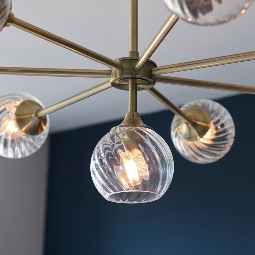 Endon 103172 - Hanglamp met vaste pendel ALLEGRA 8xE14/7W/230V messing/doorzichtig