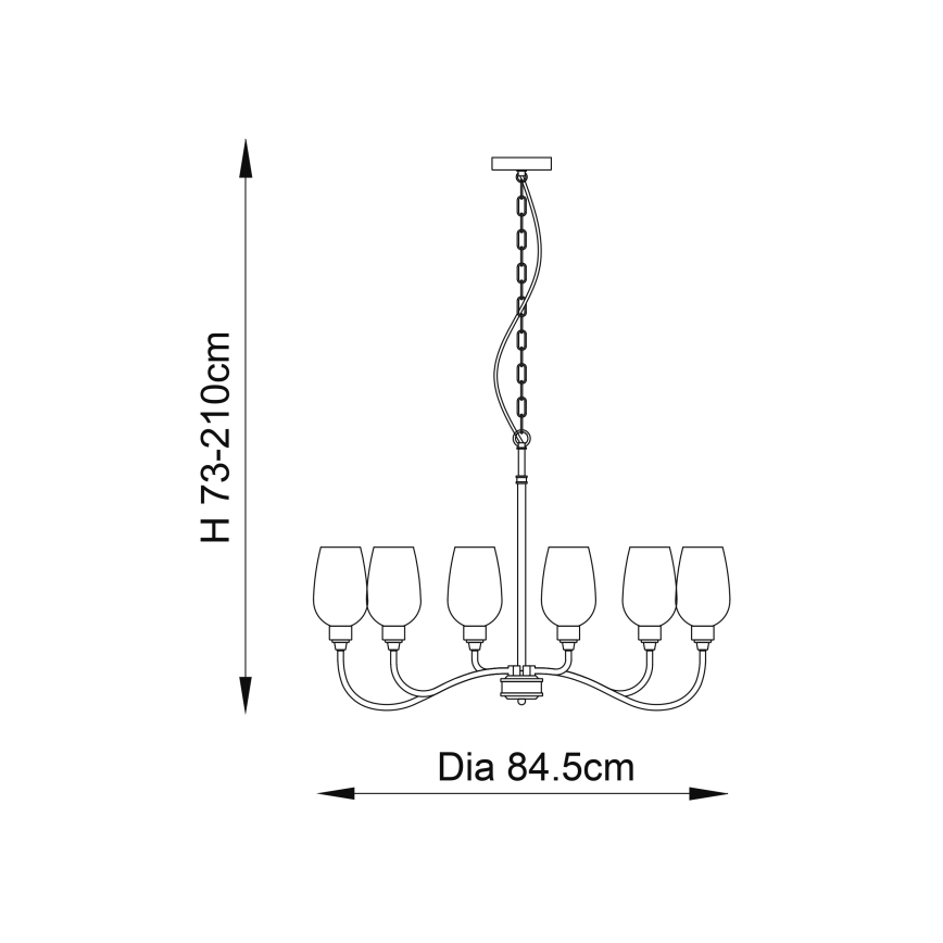 Endon 103315 - Kroonluchter aan ketting 6xE14/6W/230V glanzend chroom