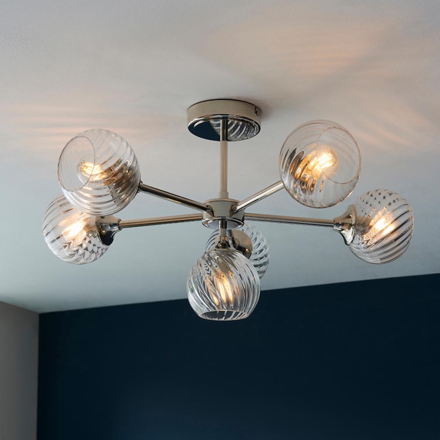 Endon 104050 - Hanglamp met vaste pendel ALLEGRA 6xE14/7W/230V glanzend chroom/doorzichtig
