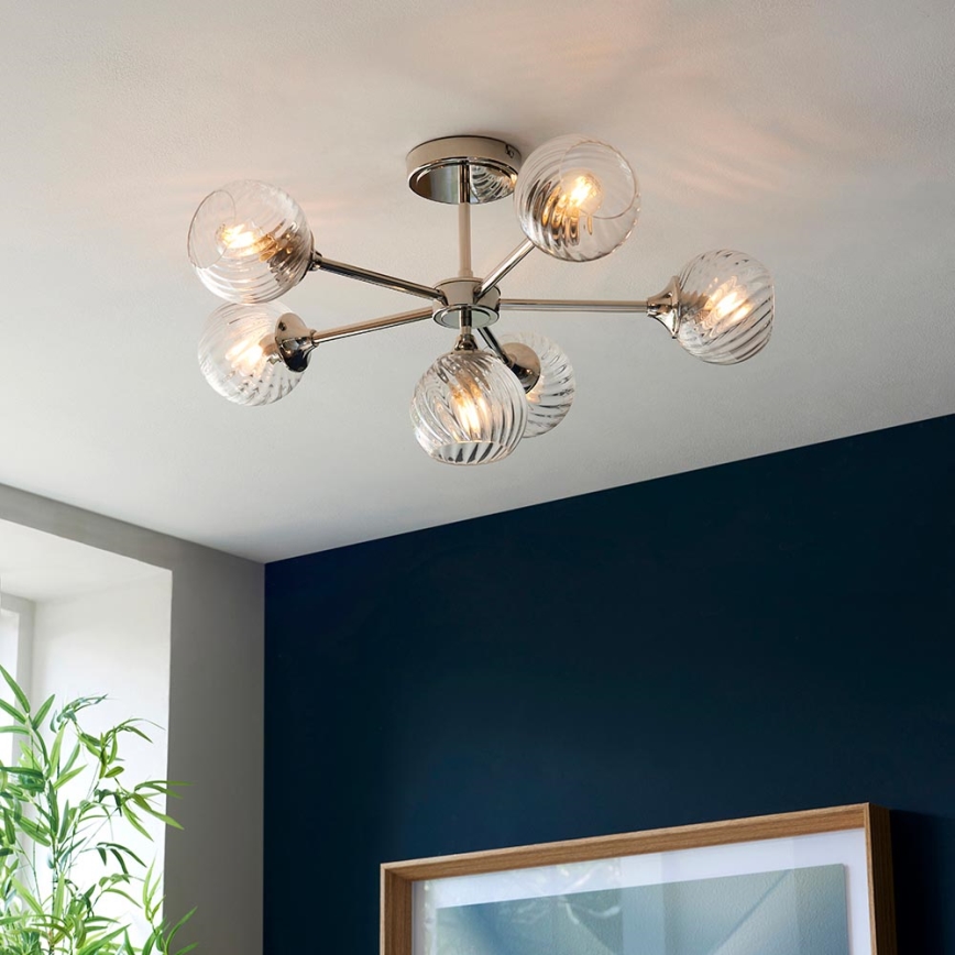 Endon 104050 - Hanglamp met vaste pendel ALLEGRA 6xE14/7W/230V glanzend chroom/doorzichtig