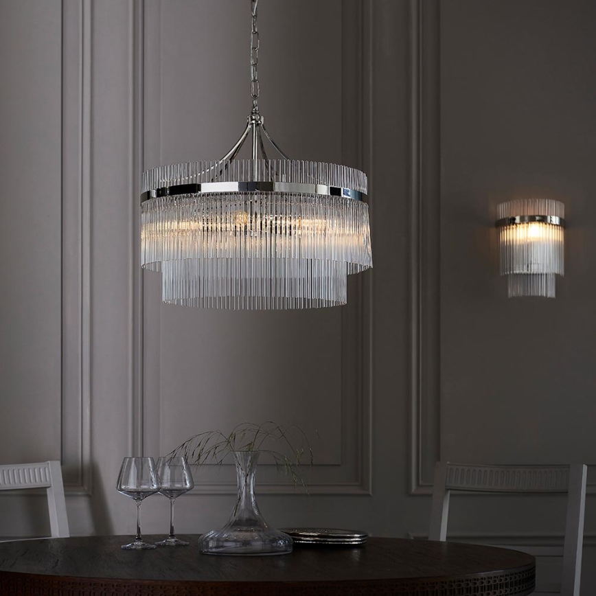 Endon 104112 - Kroonluchter aan ketting MARIETTA 5xE14/7W/230V glanzend chroom/helder