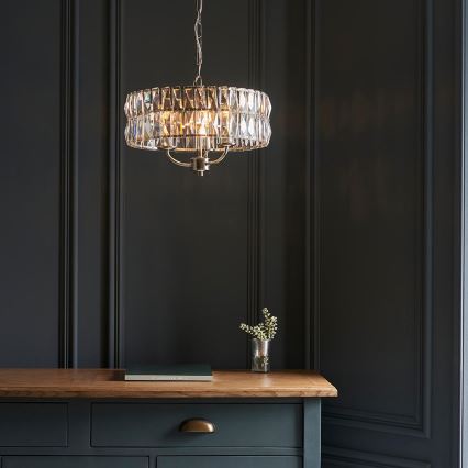 Endon 104466 - Hanglamp aan een ketting CLIFTON 3xE14/6W/230V glanzend chroom/doorzichtig diameter 38,5 cm