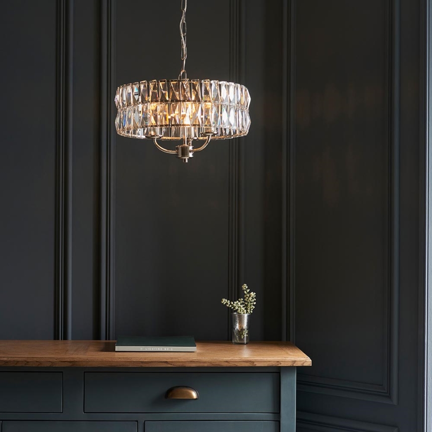 Endon 104466 - Hanglamp aan een ketting CLIFTON 3xE14/6W/230V glanzend chroom/doorzichtig diameter 38,5 cm