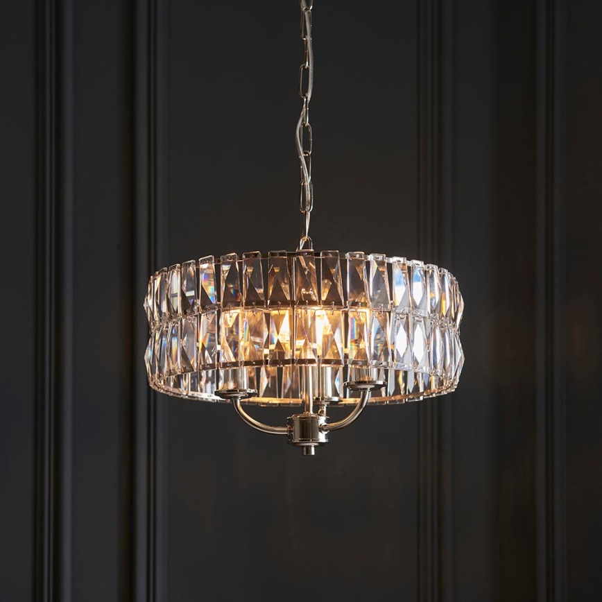 Endon 104466 - Hanglamp aan een ketting CLIFTON 3xE14/6W/230V glanzend chroom/doorzichtig diameter 38,5 cm