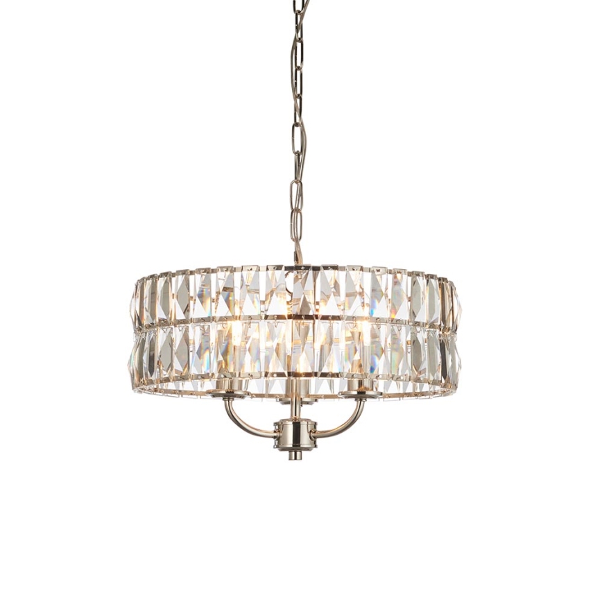Endon 104466 - Hanglamp aan een ketting CLIFTON 3xE14/6W/230V glanzend chroom/doorzichtig diameter 38,5 cm
