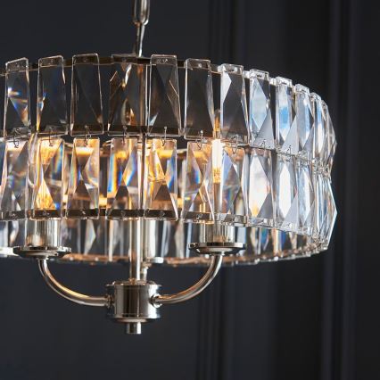 Endon 104466 - Hanglamp aan een ketting CLIFTON 3xE14/6W/230V glanzend chroom/doorzichtig diameter 38,5 cm