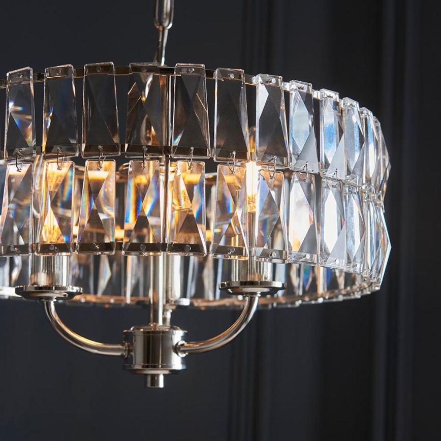 Endon 104466 - Hanglamp aan een ketting CLIFTON 3xE14/6W/230V glanzend chroom/doorzichtig diameter 38,5 cm