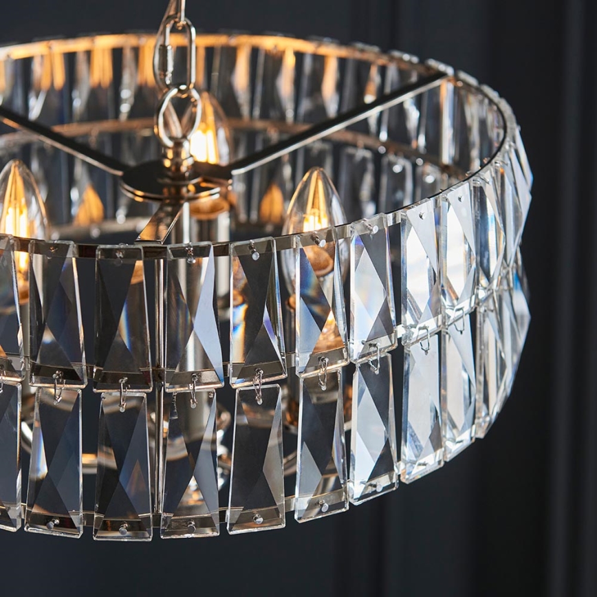 Endon 104466 - Hanglamp aan een ketting CLIFTON 3xE14/6W/230V glanzend chroom/doorzichtig diameter 38,5 cm