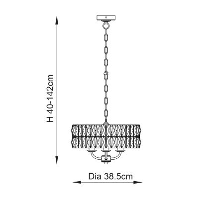 Endon 104466 - Hanglamp aan een ketting CLIFTON 3xE14/6W/230V glanzend chroom/doorzichtig diameter 38,5 cm