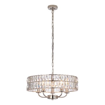 Endon 104467 - Hanglamp aan een ketting CLIFTON 5xE14/6W/230V glanzend chroom/doorzichtig diameter 50,5 cm