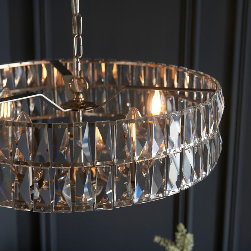 Endon 104467 - Hanglamp aan een ketting CLIFTON 5xE14/6W/230V glanzend chroom/doorzichtig diameter 50,5 cm