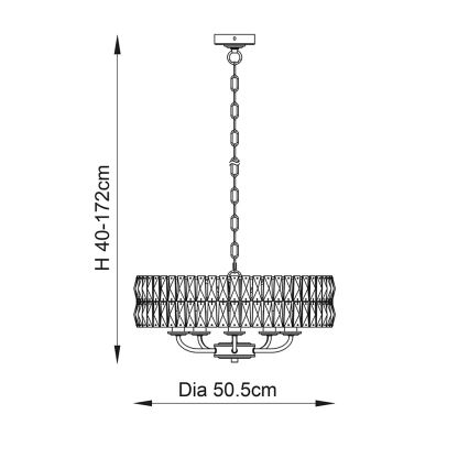 Endon 104467 - Hanglamp aan een ketting CLIFTON 5xE14/6W/230V glanzend chroom/doorzichtig diameter 50,5 cm