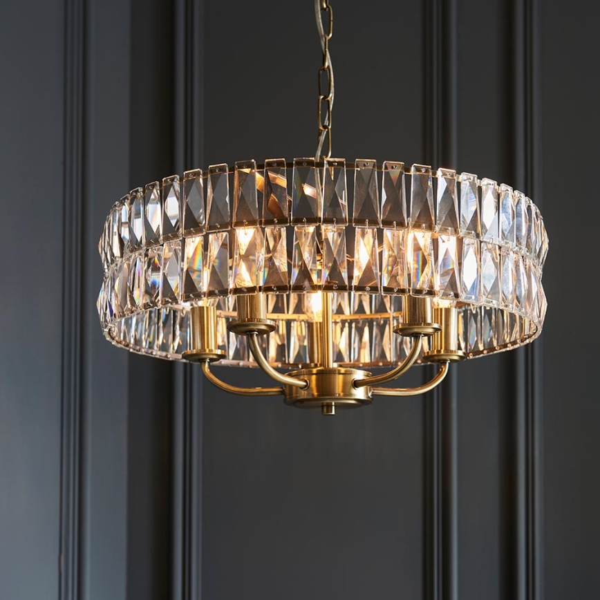 Endon 106244 - CLIFTON kroonluchter aan ketting 5xE14/6W/230V messing/helder