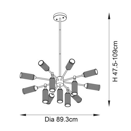 Endon 106256 - Hanglamp met vaste pendel TOUR 13xG9/3W/230V messing