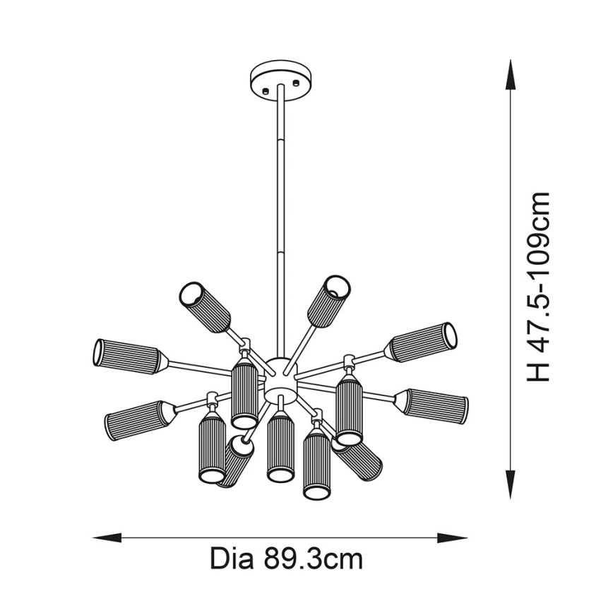 Endon 106256 - Hanglamp met vaste pendel TOUR 13xG9/3W/230V messing