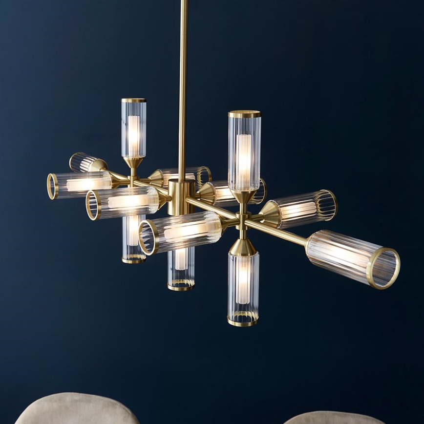 Endon 106259 - Hanglamp met vaste pendel TOUR 13xG9/3W/230V messing