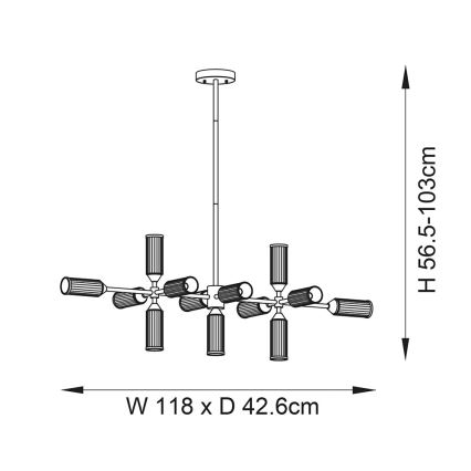 Endon 106259 - Hanglamp met vaste pendel TOUR 13xG9/3W/230V messing
