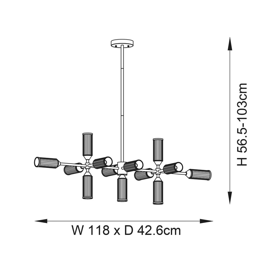 Endon 106259 - Hanglamp met vaste pendel TOUR 13xG9/3W/230V messing