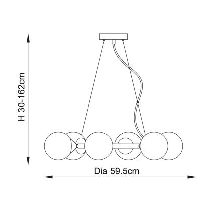 Endon 106390 - Hanglamp OTIS aan kabel 6xG9/3W/230V goudkleurig