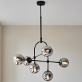 Endon 106661 - Kroonluchter met stang ONTARIO 6xE14/7W/230V zwart/rookzwart