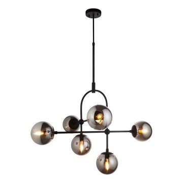 Endon 106661 - Kroonluchter met stang ONTARIO 6xE14/7W/230V zwart/rookzwart