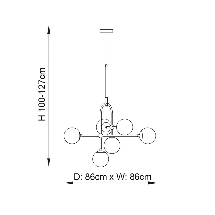 Endon 106661 - Kroonluchter met stang ONTARIO 6xE14/7W/230V zwart/rookzwart