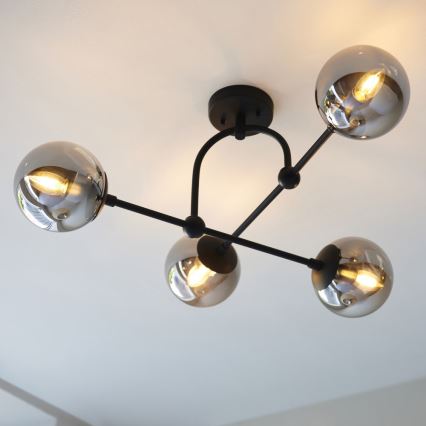 Endon 106662 - Bevestigde hanglamp ONTARIO 4xE14/7W/230V zwart/gerookt