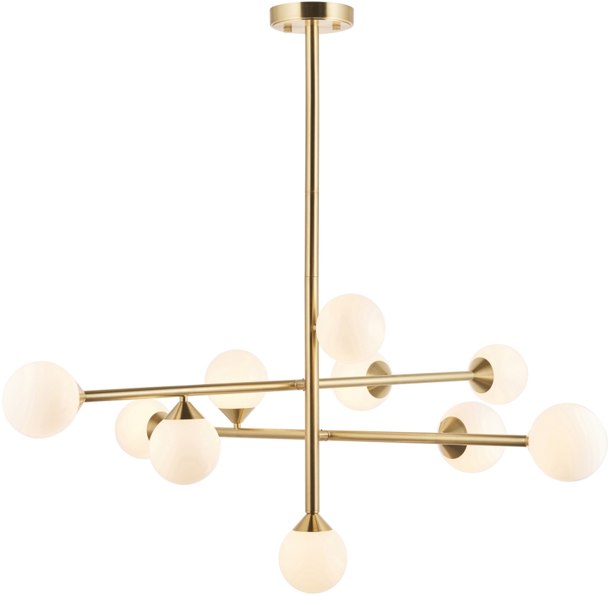 Endon 106754 - OTIS kroonluchter op stang, 10x G9/5W/230V, goudkleurig