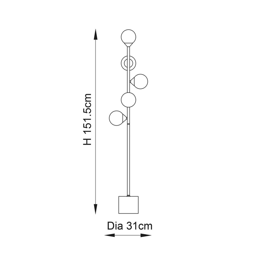 Endon 106756 - Staande lamp OTIS 5xG9/3W/230V goud/wit