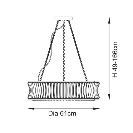 Endon 106811 - Gouden kroonluchter aan ketting 6xE14/6W/230V