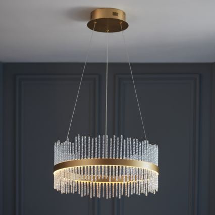 Endon 107671 - Dimbare LED hanglamp aan een koord ADRIEL LED/41W/230V 3000K diameter 51 cm goud/doorzichtig