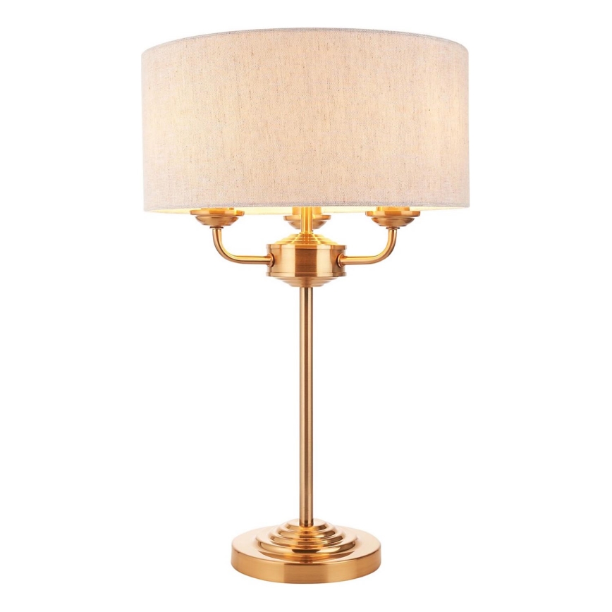 Endon 110721 - Tafellamp HIGHCLERE 3xE14/18W/230V beige/messing