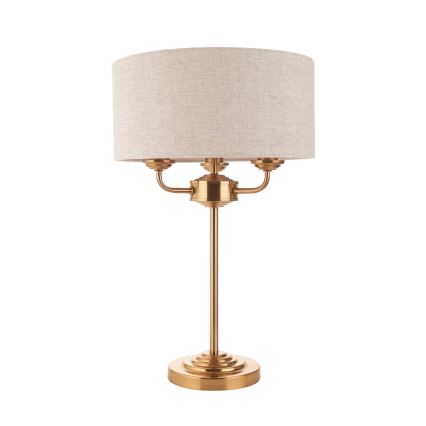 Endon 110721 - Tafellamp HIGHCLERE 3xE14/18W/230V beige/messing