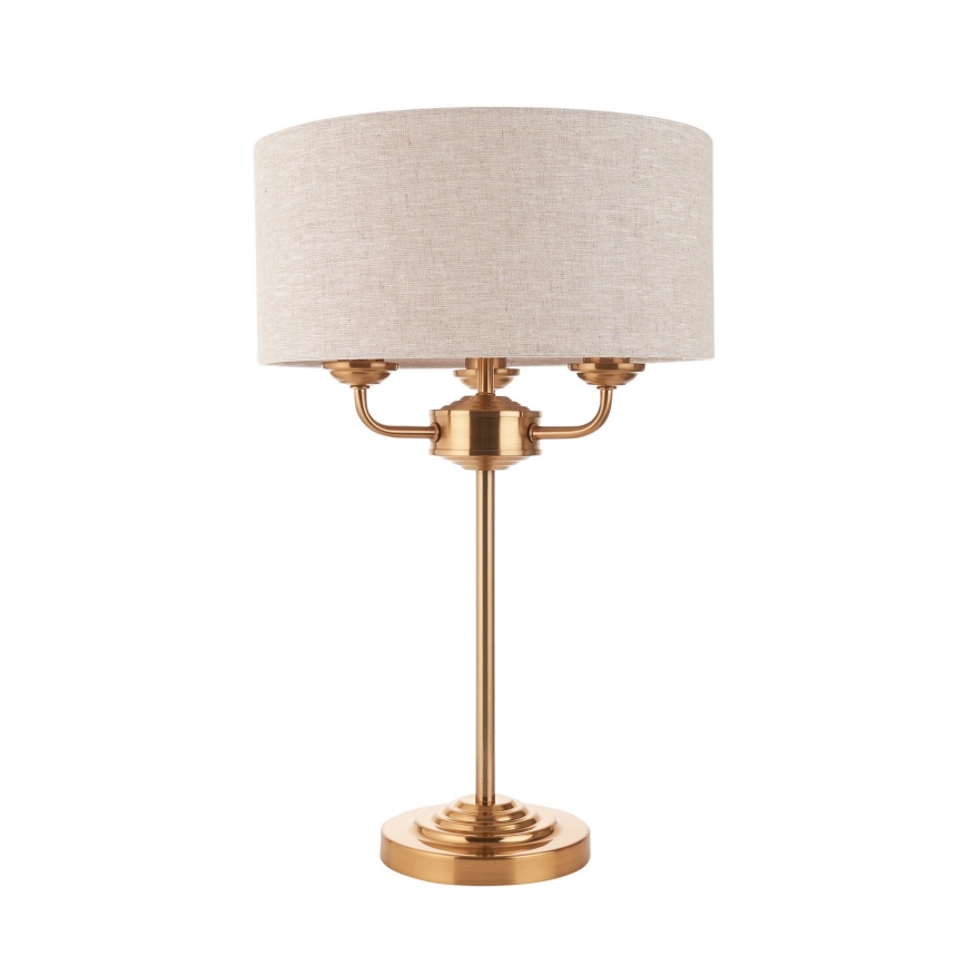 Endon 110721 - Tafellamp HIGHCLERE 3xE14/18W/230V beige/messing