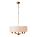 Endon 110722 - Hanglamp aan een ketting HIGHCLERE 6xE14/6W/230V beige/messing diameter 55 cm