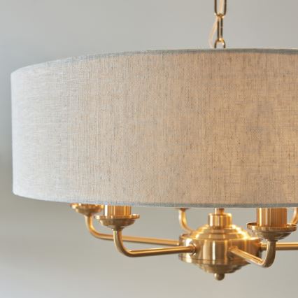 Endon 110722 - Hanglamp aan een ketting HIGHCLERE 6xE14/6W/230V beige/messing diameter 55 cm