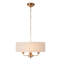 Endon 110723 - Hanglamp aan een ketting HIGHCLERE 3xE14/40W/230V beige/messing diameter 45 cm