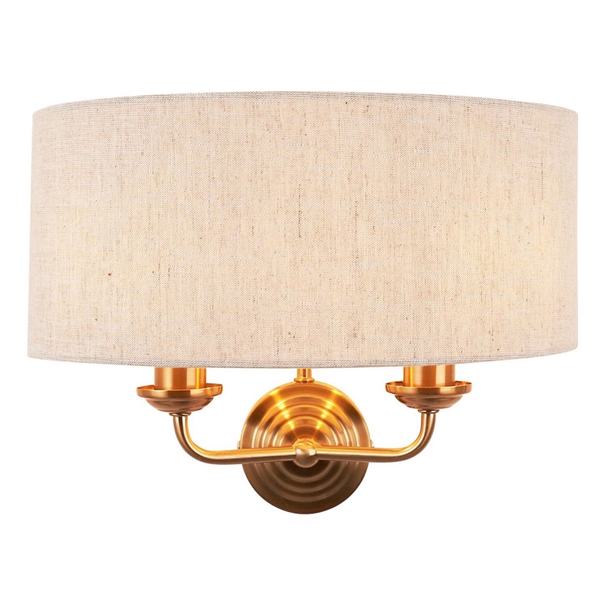 Endon 110726 - Wandlamp HIGHCLERE 2xE14/40W/230V beige/messing