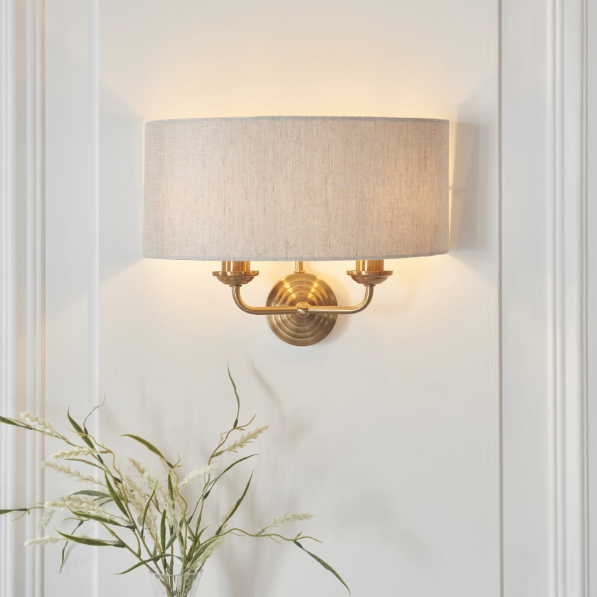 Endon 110726 - Wandlamp HIGHCLERE 2xE14/40W/230V beige/messing