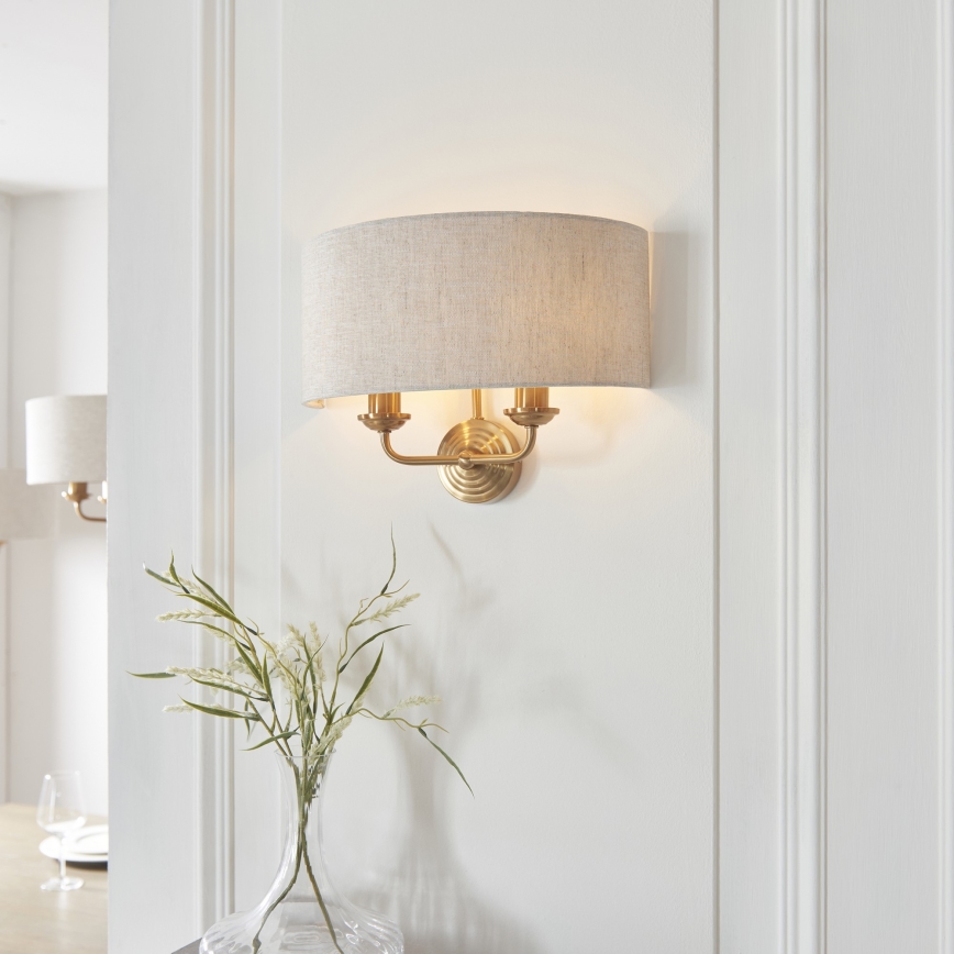 Endon 110726 - Wandlamp HIGHCLERE 2xE14/40W/230V beige/messing