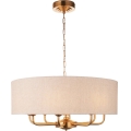Endon 110727 - Kroonluchter aan ketting HIGHCLERE 8xE14/6W/230V beige/messing Ø 70 cm