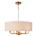 Endon 110727 - Kroonluchter HIGHCLERE met ketting 8xE14/40W/230V beige/messing Ø 70 cm