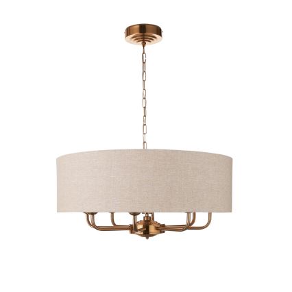 Endon 110727 - Kroonluchter HIGHCLERE met ketting 8xE14/40W/230V beige/messing Ø 70 cm