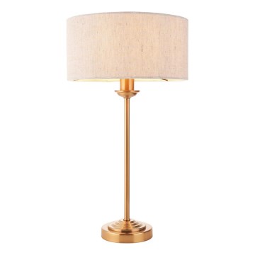 Endon 110728 - Tafellamp HIGHCLERE 1xE14/7W/230V beige/messing Ø 25 cm